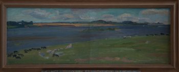 Волга (Новоокатово). 1971г. Холст, масло. 34,5х96