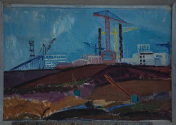 Братск Л.П.К. 1962г. Марля, картон, масло. 57х70
