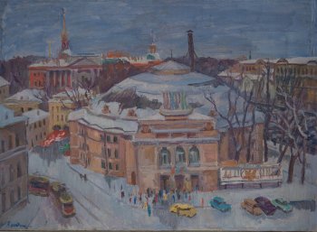 Ледоход на Фонтанке. 1984г. Холст, масло. 60х82