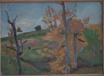 Осень. Коломенское. 1971г. Фанера, масло. 34,3х47,5