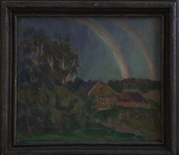 Вечер. Радуга. 1986г. Холст, масло. 32,7х38