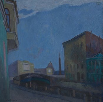 Мойка.Белые ночи. 1980г. Холст, масло. 120х120