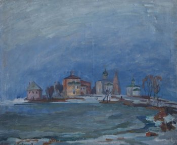 Март (Переславль-Залесский. Данилов монастырь). 1993г. Холст, масло. 100х120