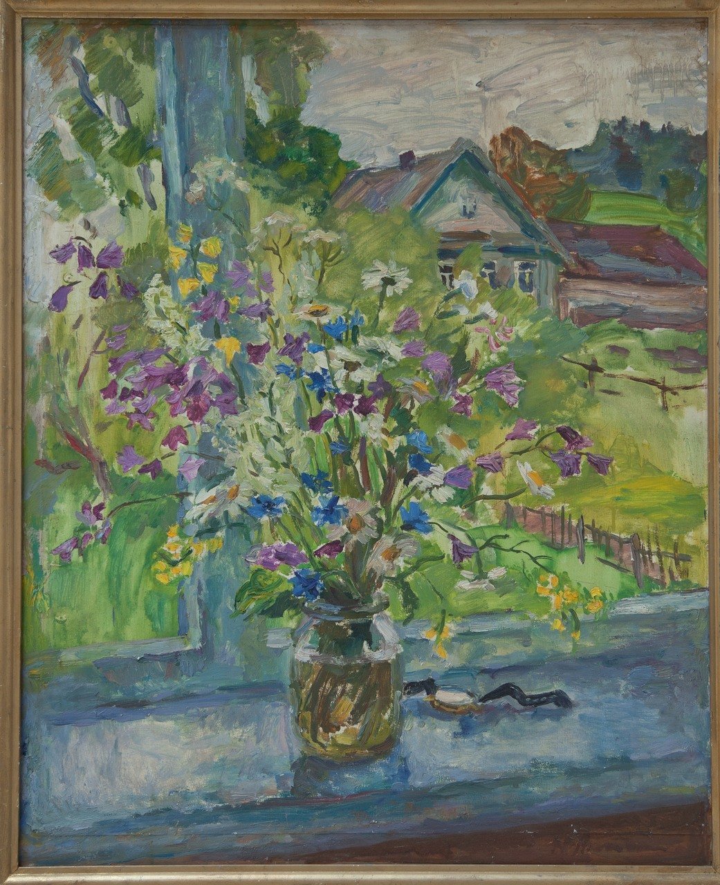 Полевые цветы (Михайловское). 1990г. Фанера, масло. 80х65