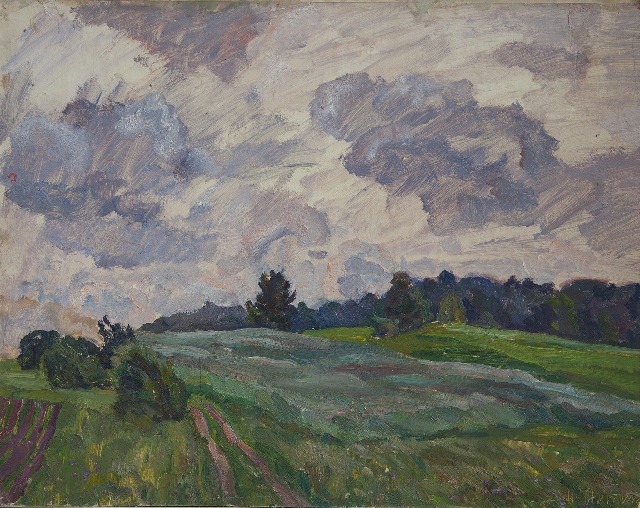 Дождливый день. 1987г. Оргалит, масло. 47х59