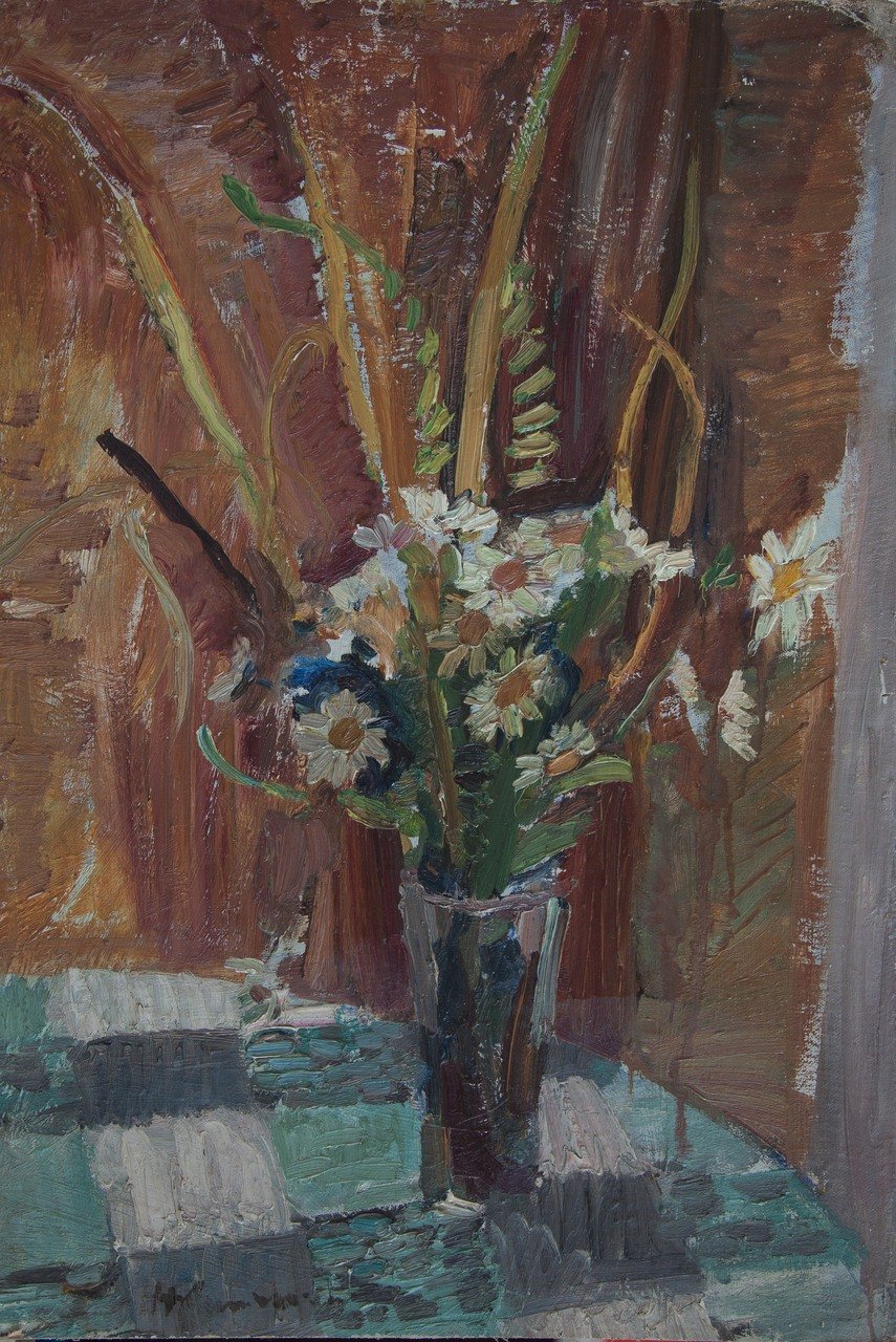 Полевые цветы. 1955г. Оргалит, масло. 70х50