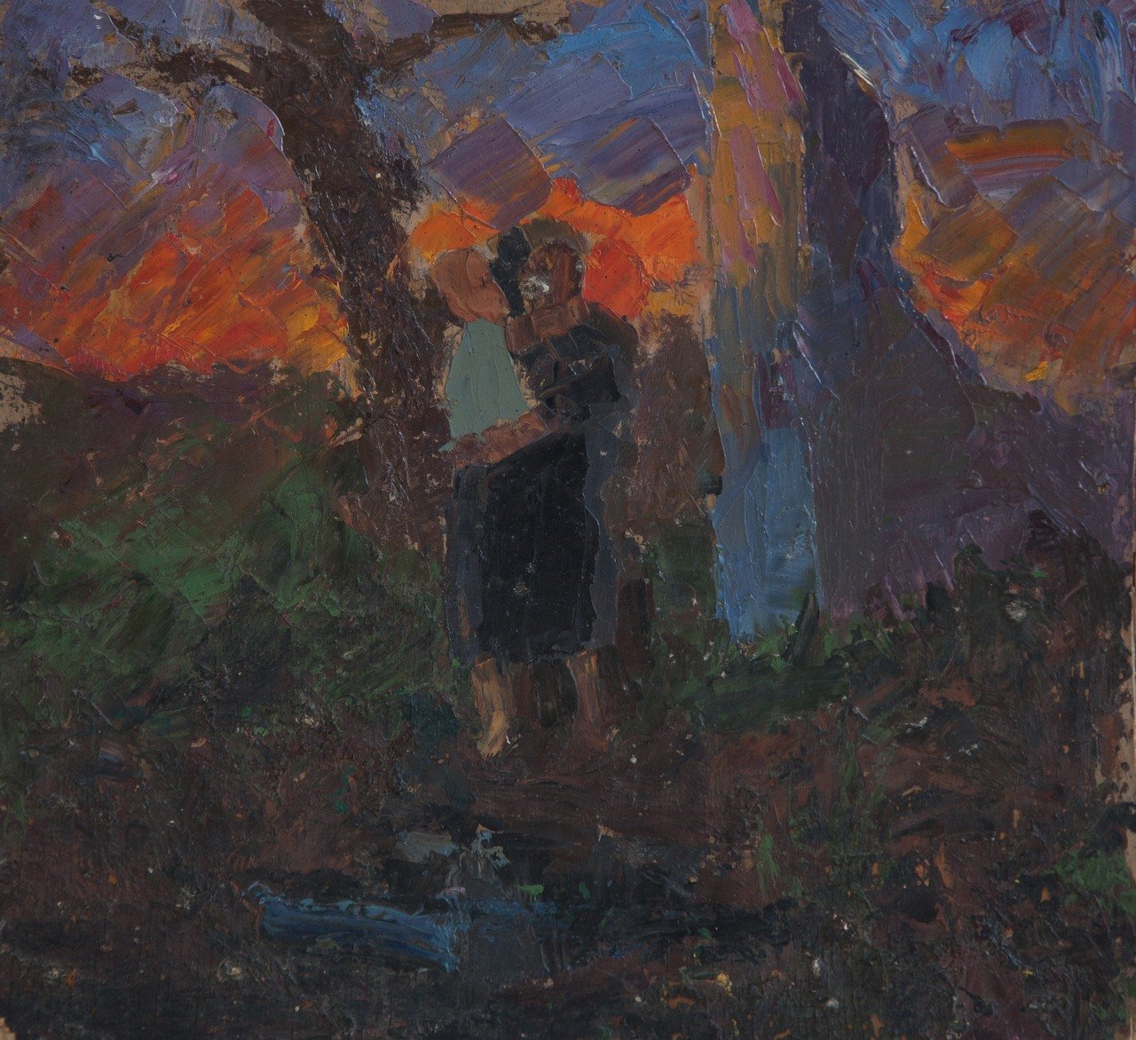 Радуга (после дождя). 1947г. Оргалит, масло. 30х33
