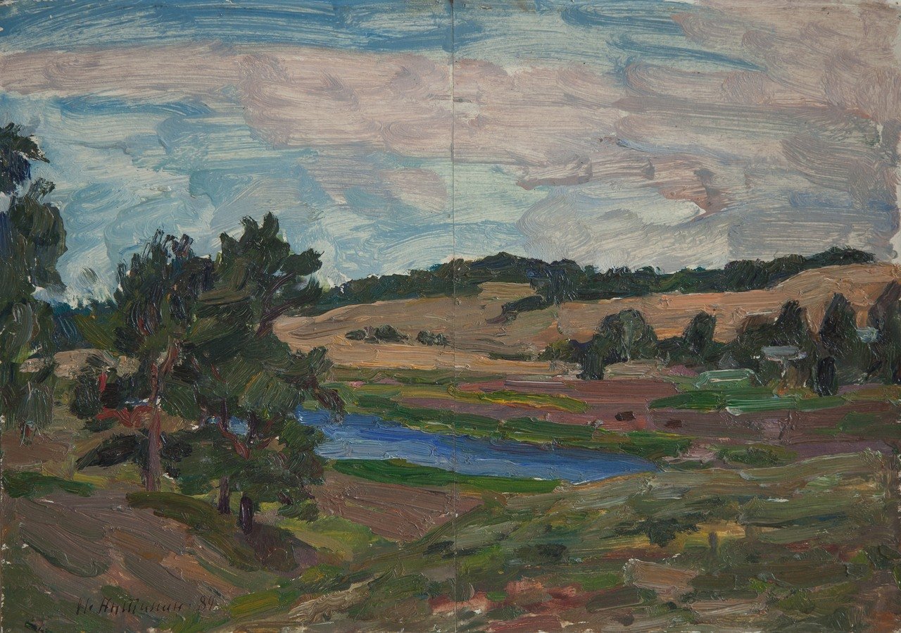 Михайловское. 1984г. Бумага, масло. 30х42