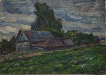 Серый день. 1983г. Оргалит, масло. 42,5х60