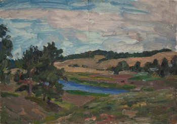 Михайловское. 1984г. Бумага, масло. 30х42