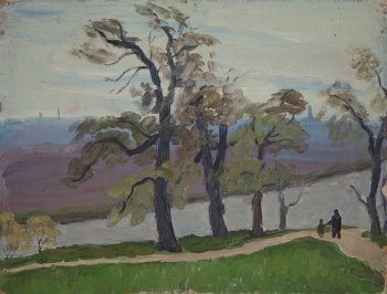 Москва-река в Коломенском. 1952г. Картон, масло. 36,5х48