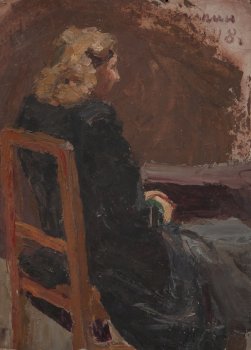 Сидящая. 1948г. Картон, масло. 50х36