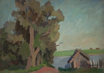 Утро на Волге. 1970г. Картон, масло. 35х49